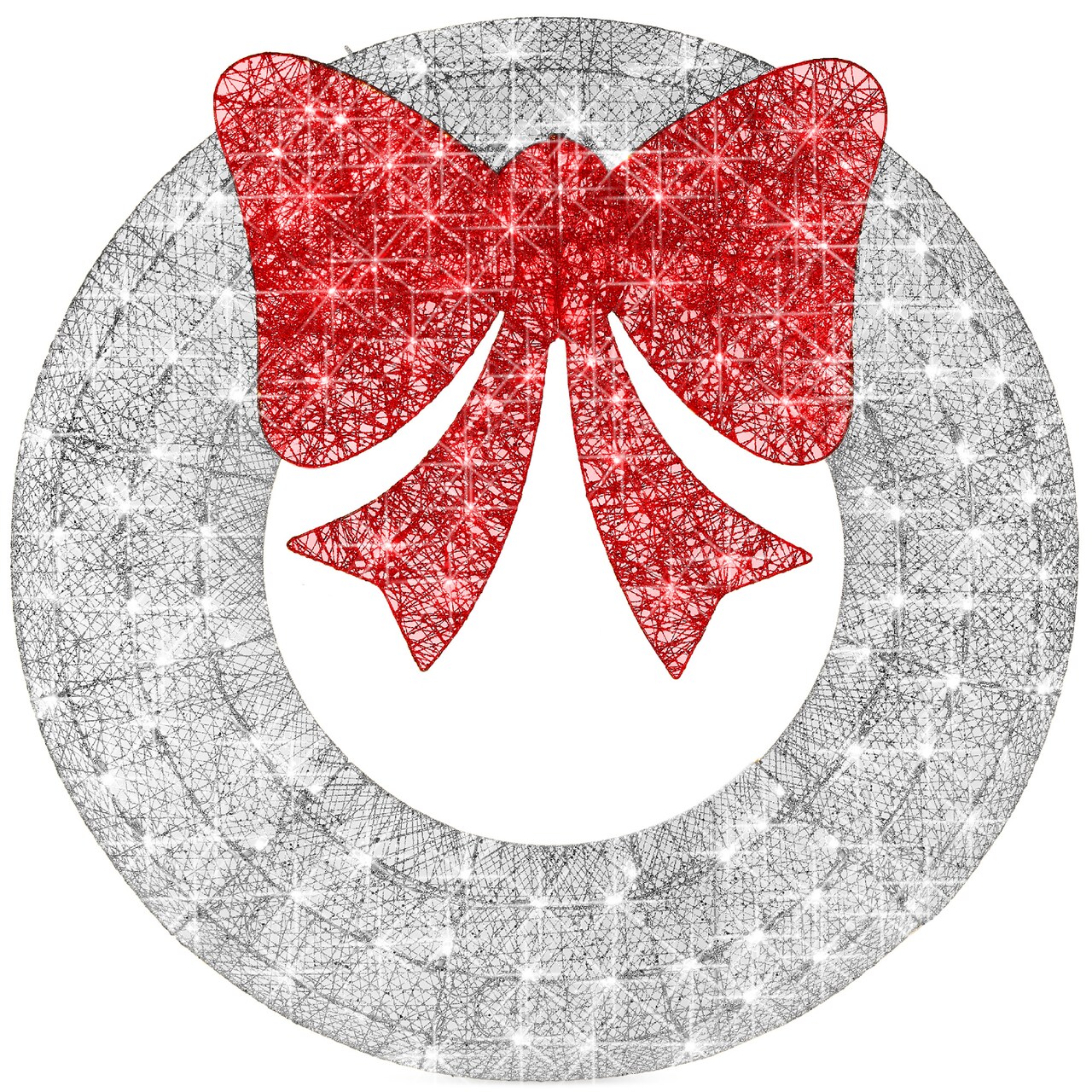 Best Choice Products 36in Pre-Lit Outdoor Christmas Wreath, LED Metal Holiday Décor w/ 120 Lights, Bow